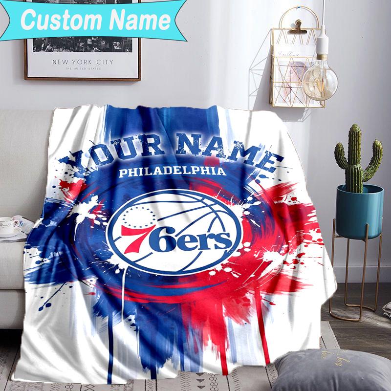Custom Name Blanket Philadelphia Basketball Team Blanket Bedding Blanket for Travel, Camping, Living Rooms, Offices, Sofas, Fan Christmas gift