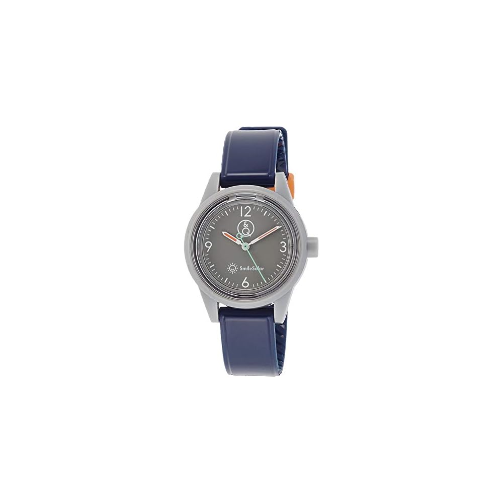 QQ SmileSolar Analog Solar Watch Waterproof with Urethane Strap Women s Grey and Navy