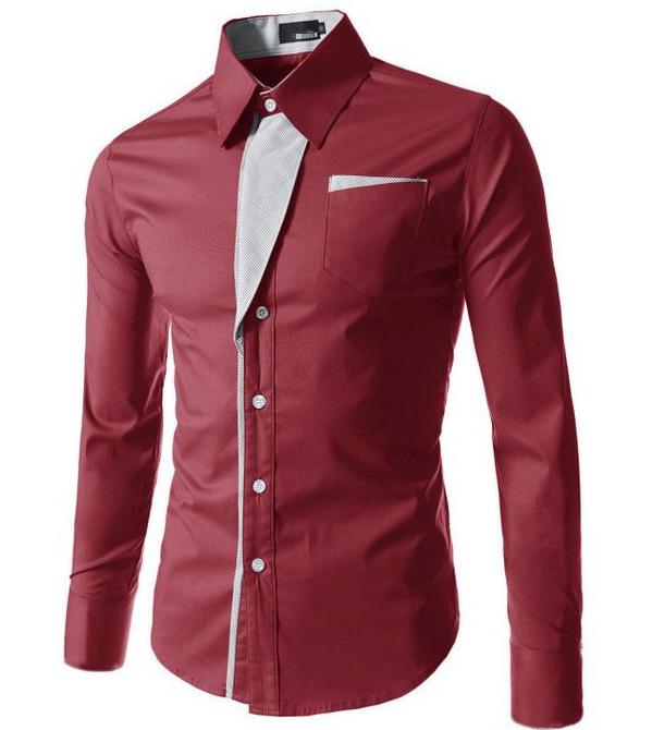 2023 Striped Multi-Color Slim Fit Men's Long Sleeve Shirt
