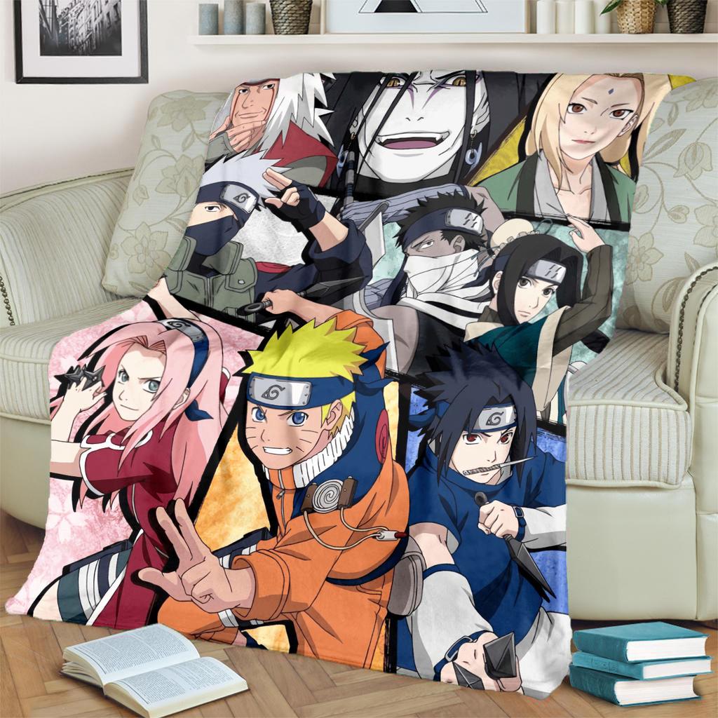 Anime-Naruto Print Blanket Warm Comfortable Flannel Blanket for Bedrooms, Sofas, Beds, Chairs, Picnics, Travel -LXR46