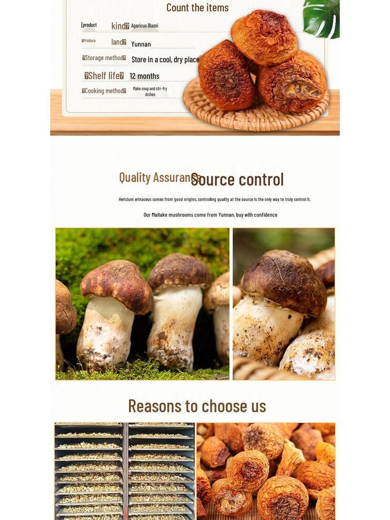 Yunnan Dried Maitake and Matsutake Edible Mushrooms
