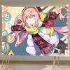 Cute Cartoon Yuru Camp Wall Tapestry Decorative Hanging for Dormitory Bedroom Ideal for Rental Spaces Renovation