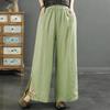 Women Pants Cotton Summer Elastic Waist Loose Casual Embroidery Solid Color Comfortable Soft Pants