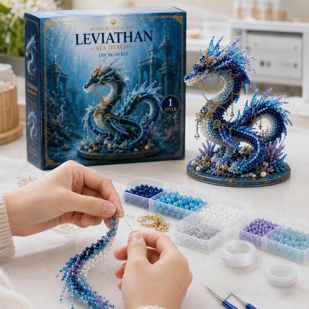 3D Beaded Sea Creature DIY Embroidery Kit for Beginners and Adults Mythical Ocean Inspired Animal Craft Set with Detailed Instructions