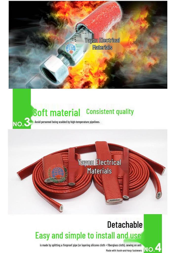 High-Temperature 300℃ Removable Fireproof Heat Insulation Sleeve, Easy to Assemble and Disassemble