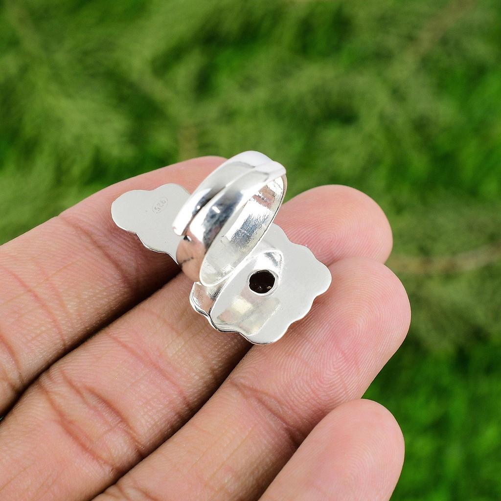 Mothers day Deal 925 Sterling Silver Citrine Stone Solitaire Flower Ring Jewelry