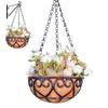 Metal Wire Round Hanging Basket Flower Pot Coconut Lined Plant Flower Pot Outdoor Garden Porch Balcony Decoration