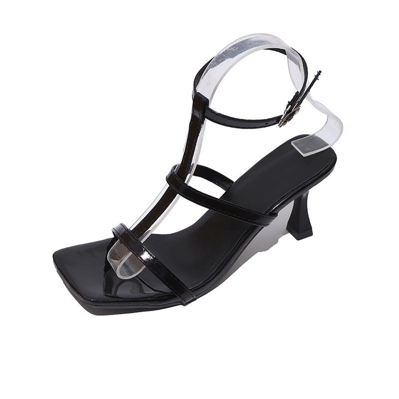 High Heels Stiletto Square Head French Roman Sandals Women's Shoes 2025 Summer New with Skirt Silver Cool Slippers
