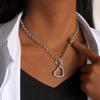 Unisex Stainless Steel Heart Pendant Necklace & Bracelet Set - Minimalist Hip Hop Trend