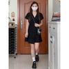 Fashion Summer New Pleated Doll Collar Dress Women's Summer Small Temperament Shows High Short Small Black Dress