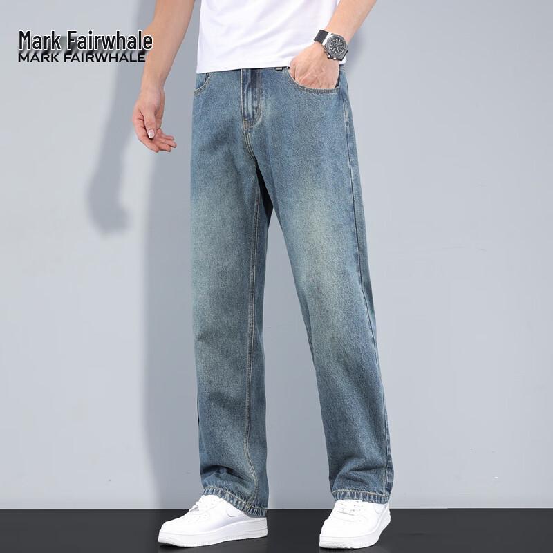 Mark Fairwhale Men's Ice Silk Blend Loose Straight-Leg Jeans