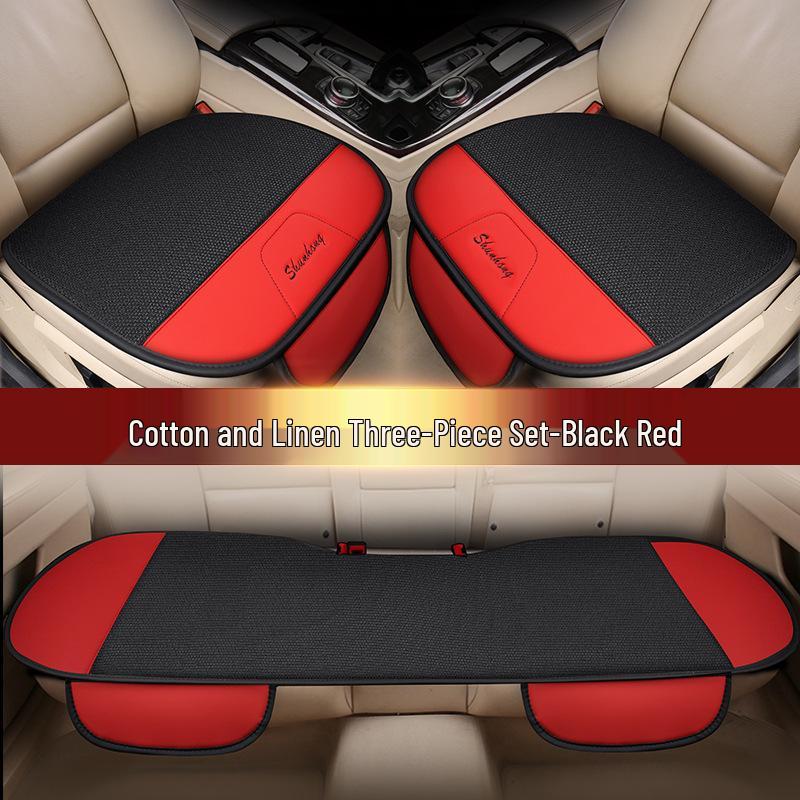 Vier Jahreszeiten Universal Auto- & Bürostuhl Sitzkissen Set – Bequeme Baumwolle & Leinen Dual-Use, Ohne Rückenlehne, 3-teilig