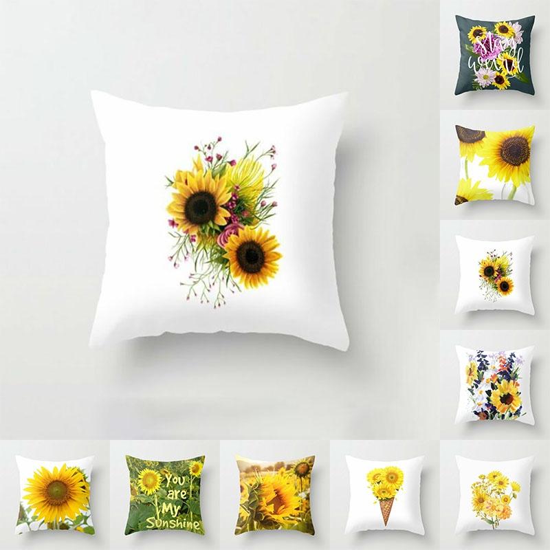 Premium Quality 18'' Summer Sunflower Pillow Case For Sofa And Car Cushion Decor