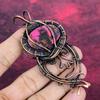Natural Kingman Pink Dahlia Turquoise Pendant Gemstone Copper Wire Wrapped Jewelry