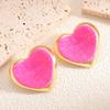 New Enamel Oil Drop Irregular Pattern Heart-shaped Titanium Steel Earrings Sweet Candy Color Gold Ear Jewelry Women