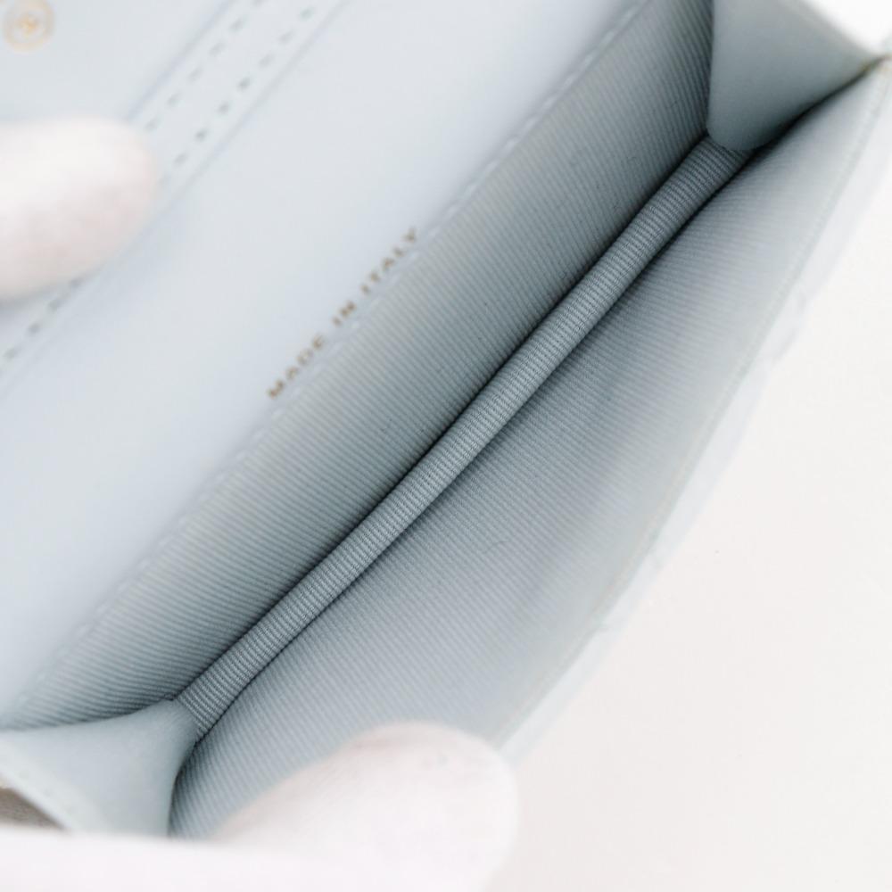 CHANEL Pearl strap flap wallet Shoulder Bag AP1838 Matelasse light blue leather/Fake pearl Women Used