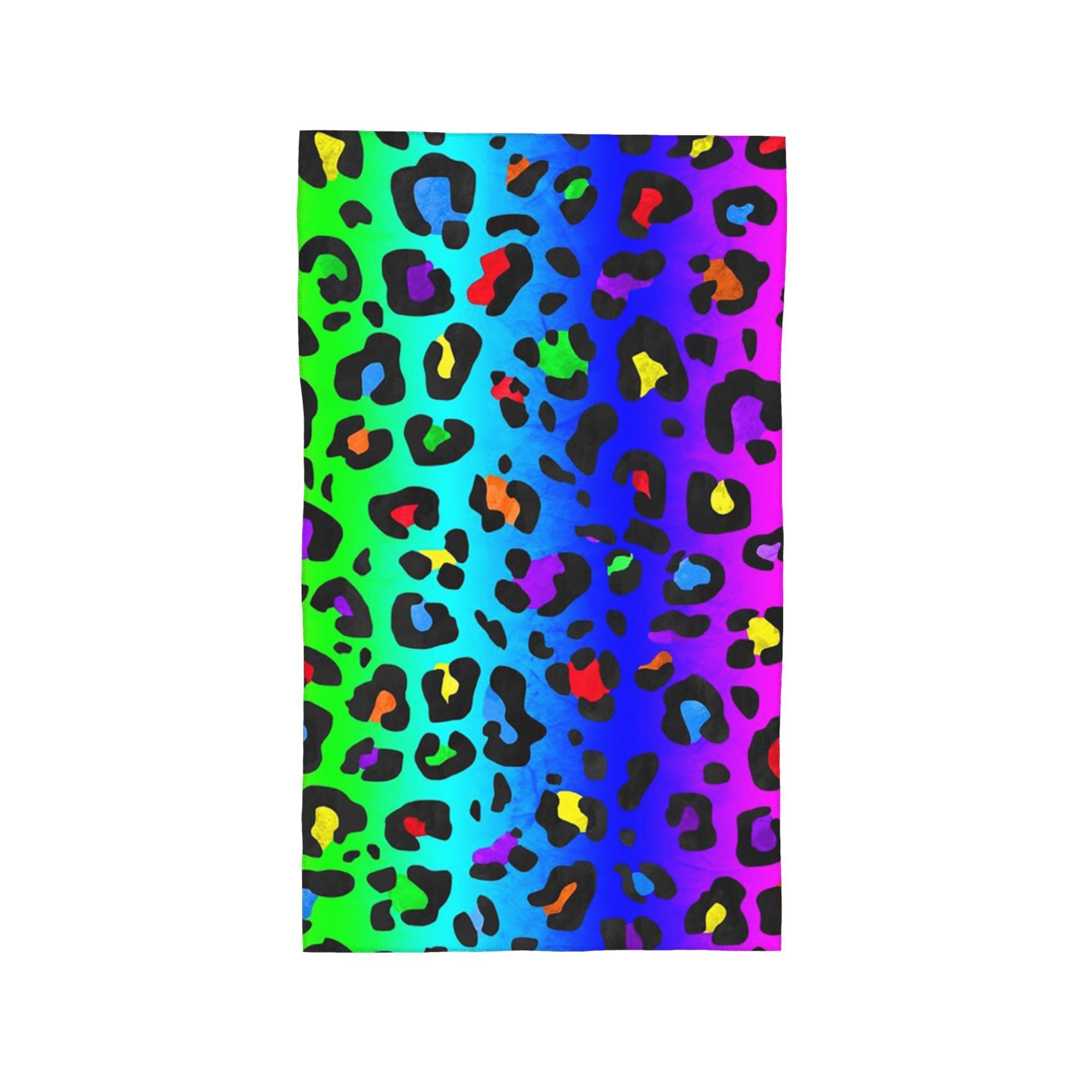 

Double Rainbow Leopard Print All Over Animal Pattern Soft Face Towel Quick Dry Pool Bath Cotton Towels Absorbent W40*H60(CM)