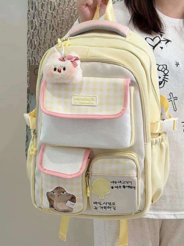 Schoolbag New Schoolbag High Value Dopamine Cute Girl Backpack Campus Junior High School High School Students Large Capacity Backpack
