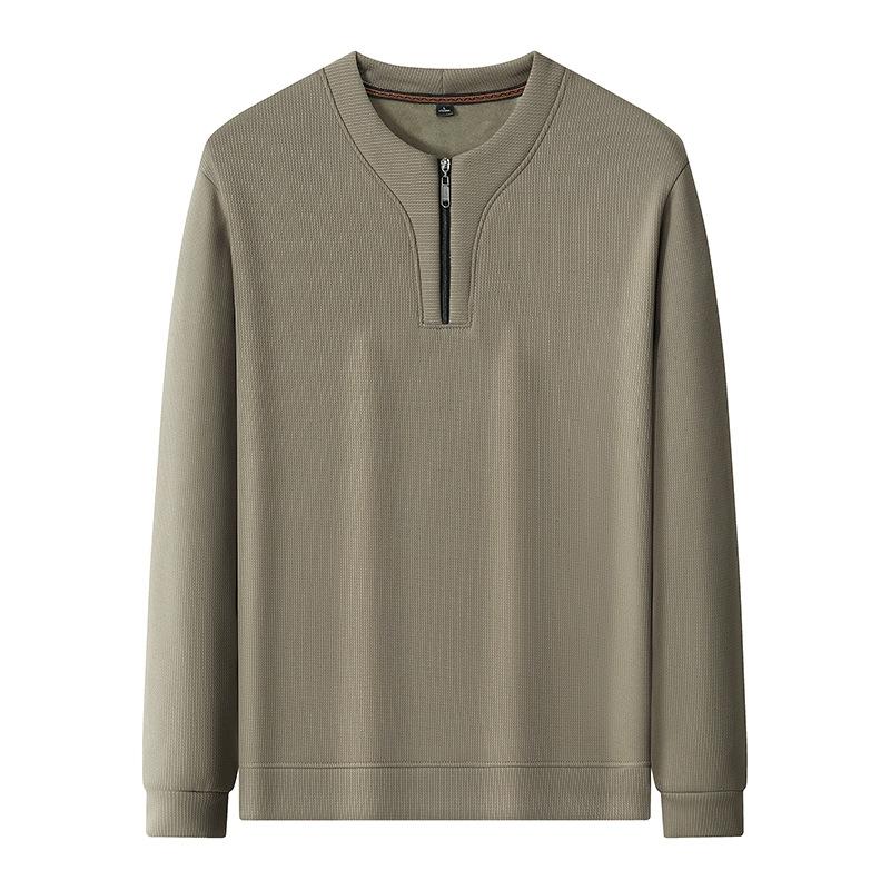 Felpa da uomo grande con mezza zip, maglietta alla moda e ampia, maglietta da uomo a maniche lunghe con scollo rotondo
