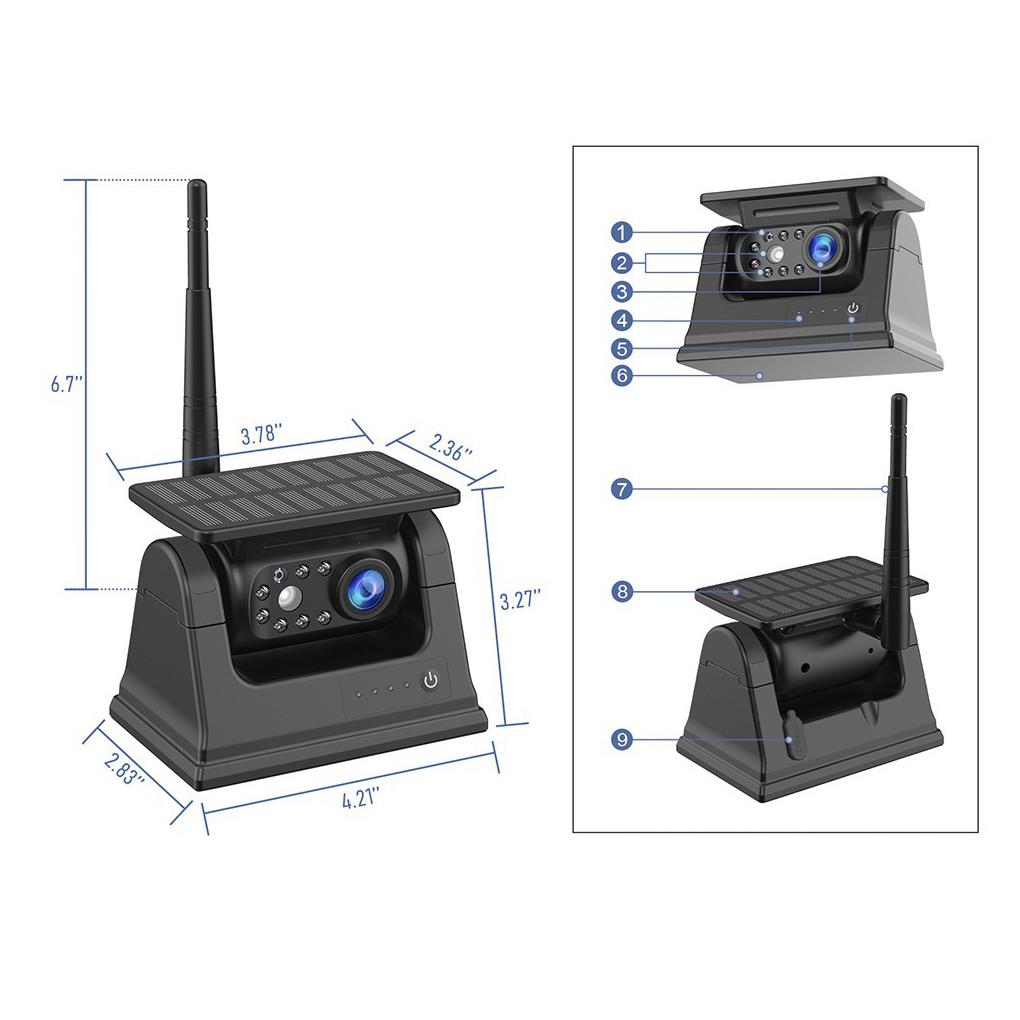 Solar WiFi Magnetic Camera For IPhone Rear View Camera Wireless Camera Reverse Camera Moni-tor