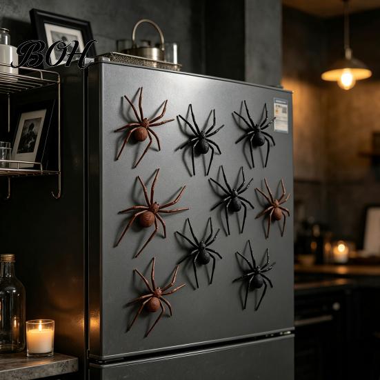 Garage Door Magnets 2/4/8Pcs 3D Spider Refrigerator Magnet, Lifelike Decorative Magnet for Metal Surface Spiders Surfaces, Creepy Magnetic Decor