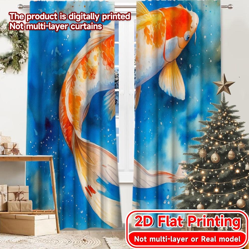 

2pcs, 2D FLAT PRINTING Curtains (Without Rod) Koi Bliss Festive Fashion Curtains Versatile Durable Polyester Curtains Outdoor 52.50 × 116.00 cm 2 pcs