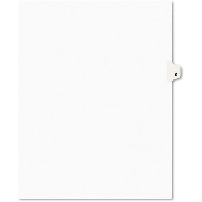 Avery Legal Exhibit Tab Dividers, Tab Title: 9, White, Letter, 25/Pack (11919)