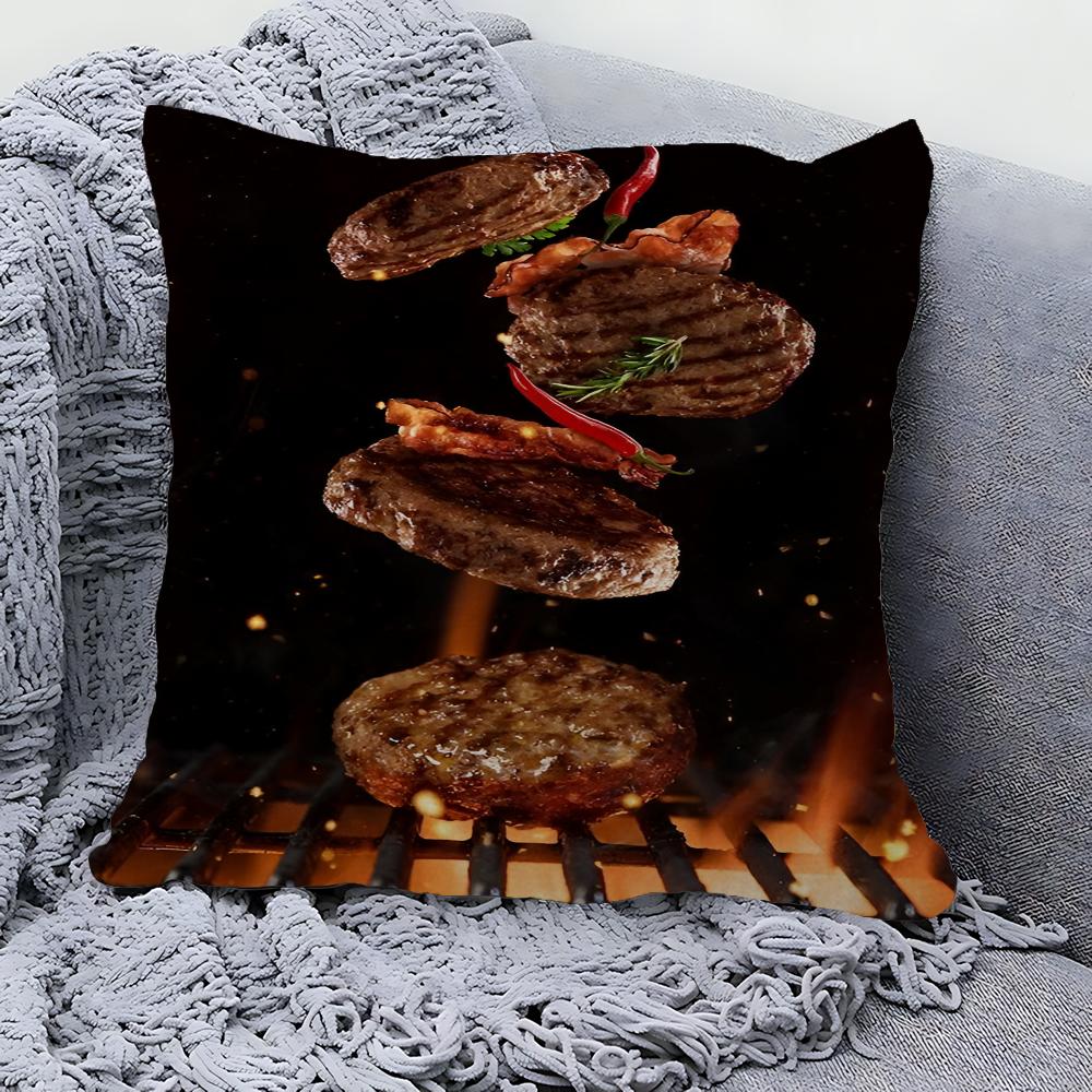 Bbq Grilled Steak Barbecue Pillow Cover For Bedroom Room And Living Room Sofa Decorative Cushion Cover