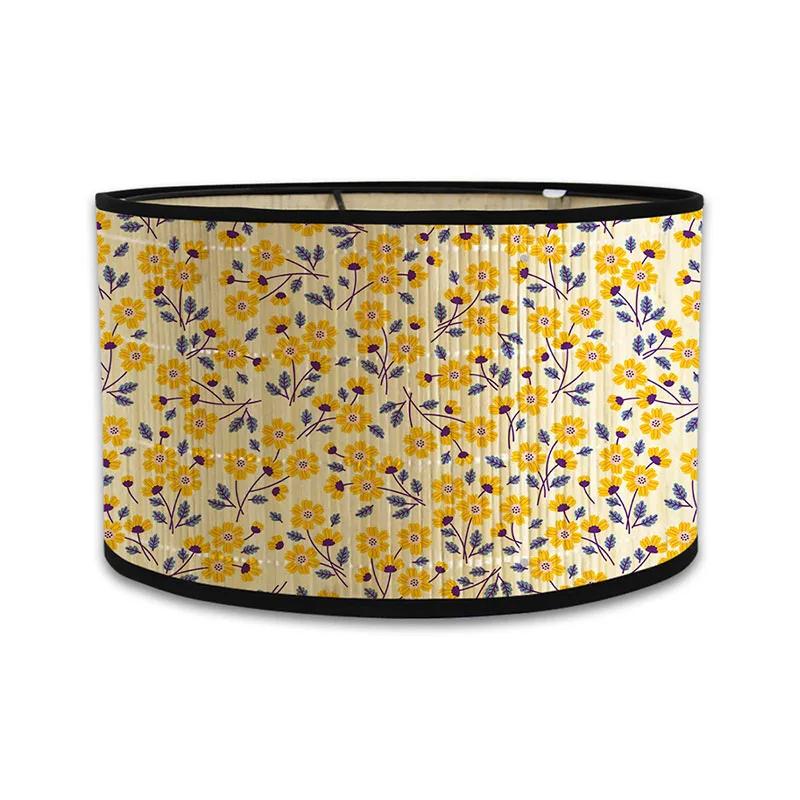 Japanischer Retro-Stil Bambus Lampenschirm Moderner Schlichter Blumenmuster Lampenschirm Ferienhaus Kronleuchter Lichtabdeckung Wandlampenschirm