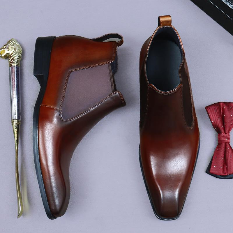 

Модные новые ботинки для мужчин, новые ботинки из коровьей кожи на толстой подошве и кожаные деловые ботинки с низким верхом для мужчин, размеры 37-46 37