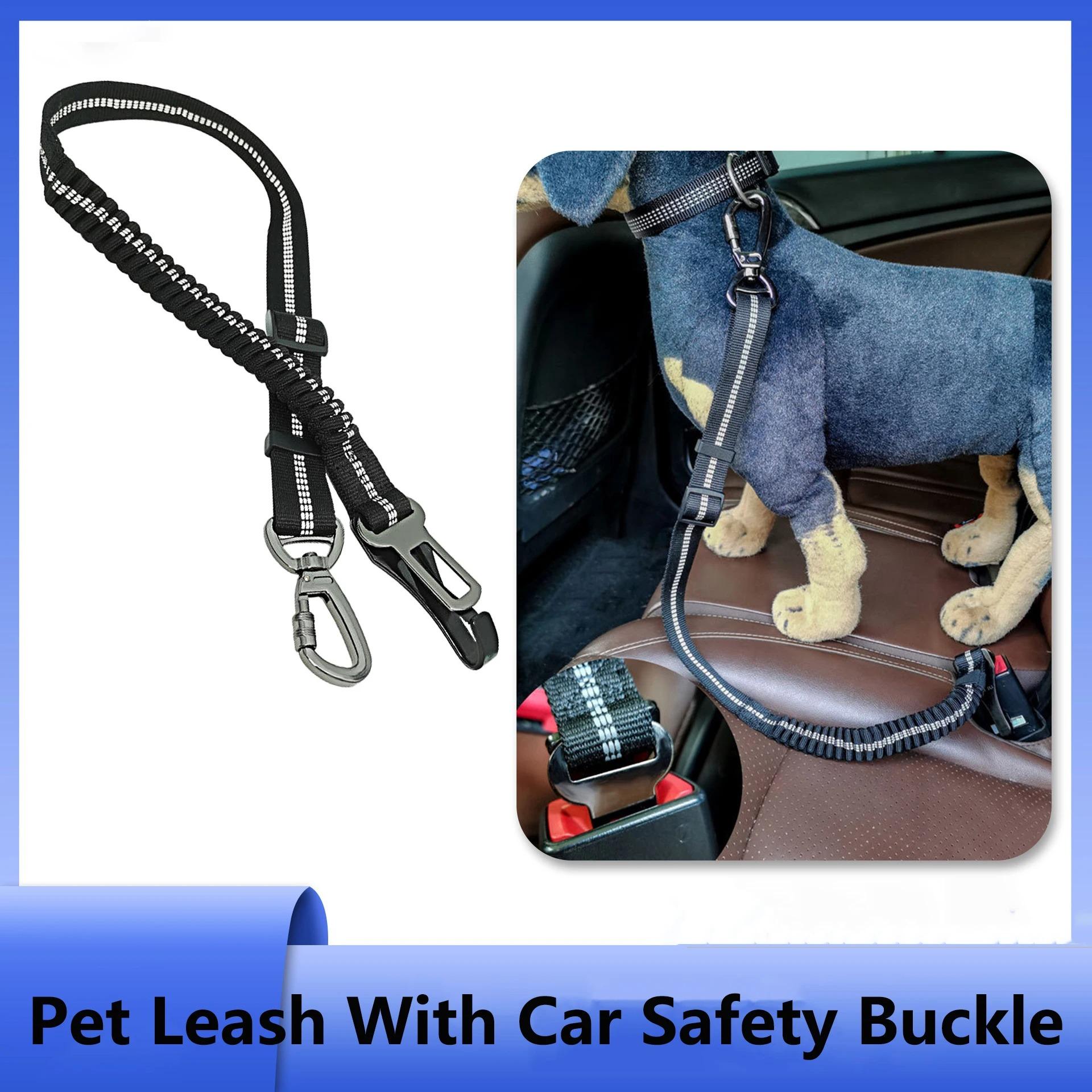 

Dog Seatbelt Updated 3-in-1 Pet Car Seat Belts For Dogs Car Tether With Clip Hook Bungee Dogs Safety Belt With Swivel Carabiner чорний