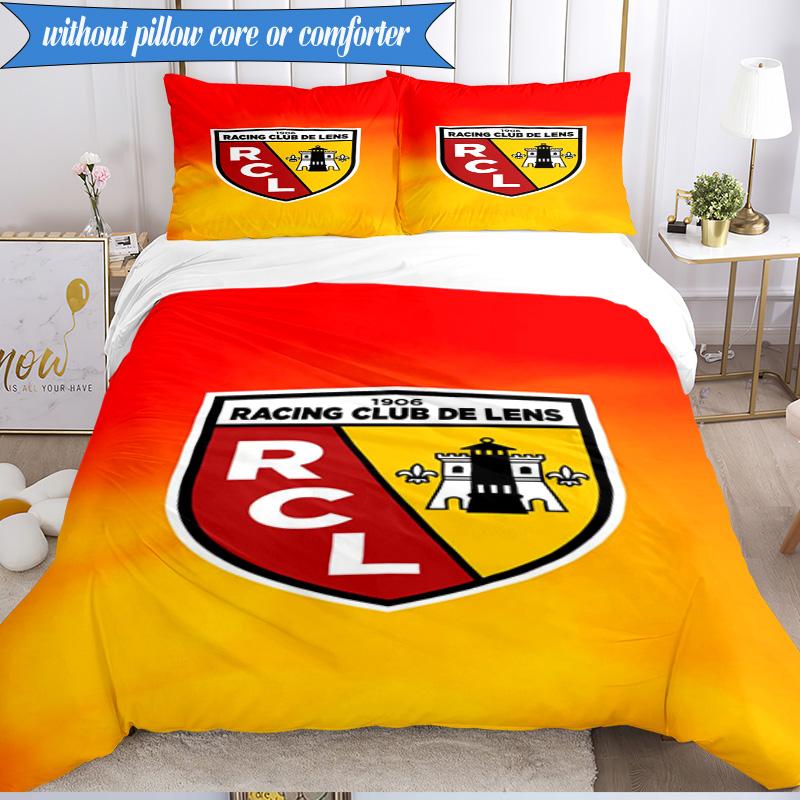 Racing Club De Lens Crest 3pcs Bedding,Including 1pc Duvet Cover And 2pcs Pillowcases Perfect for Christmas,Ideal for Bedroom, Dormitory