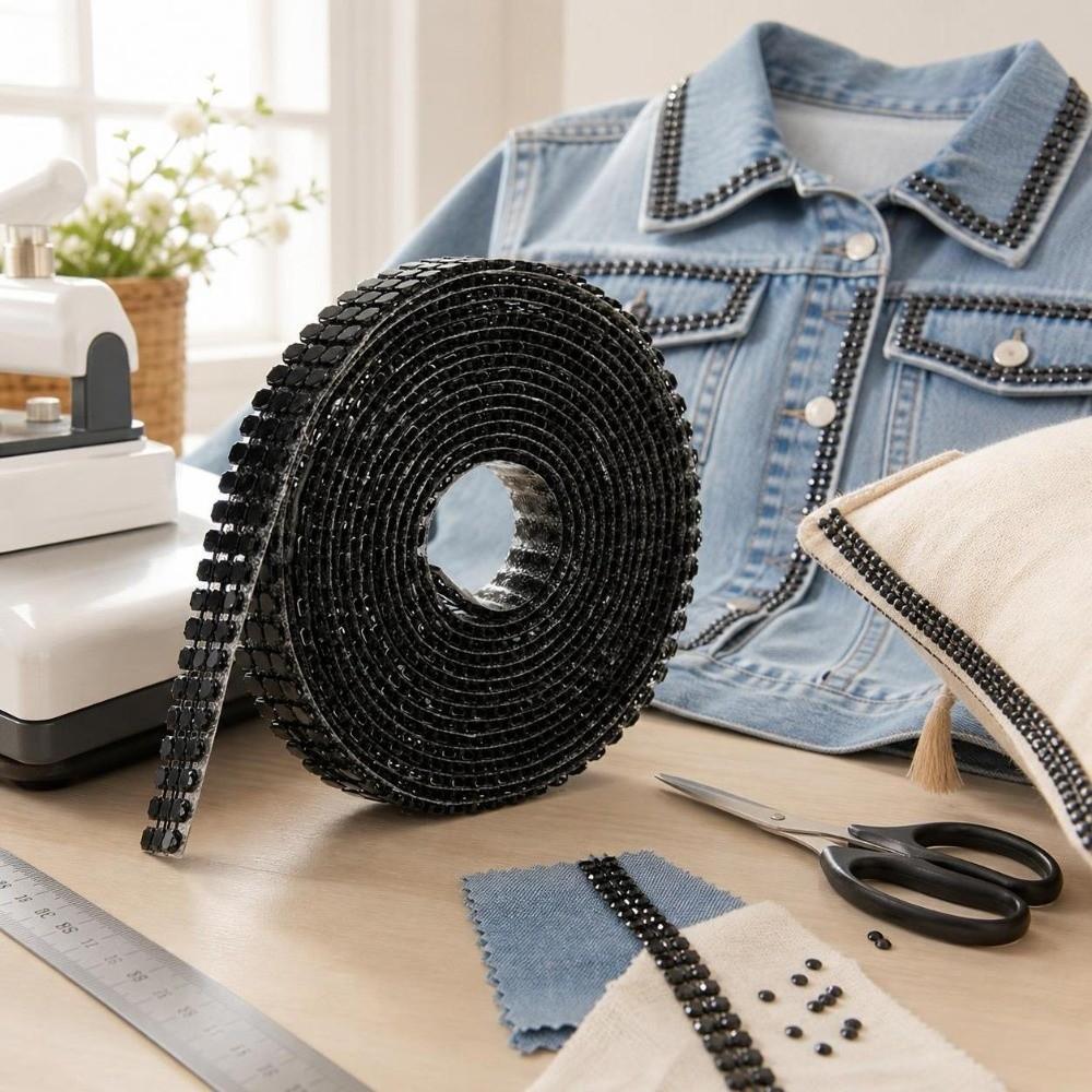 3pcs 1.5m Length Sewing Trim Aluminum Mesh Strass Ribbon Elegant Rhinestone Ribbon  DIY Craft