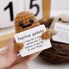1 PCS Positive Energy Potato Mini Handmade Plush Knitted Doll with Card Fun Stress Relieving Knitted Doll Home Decoration