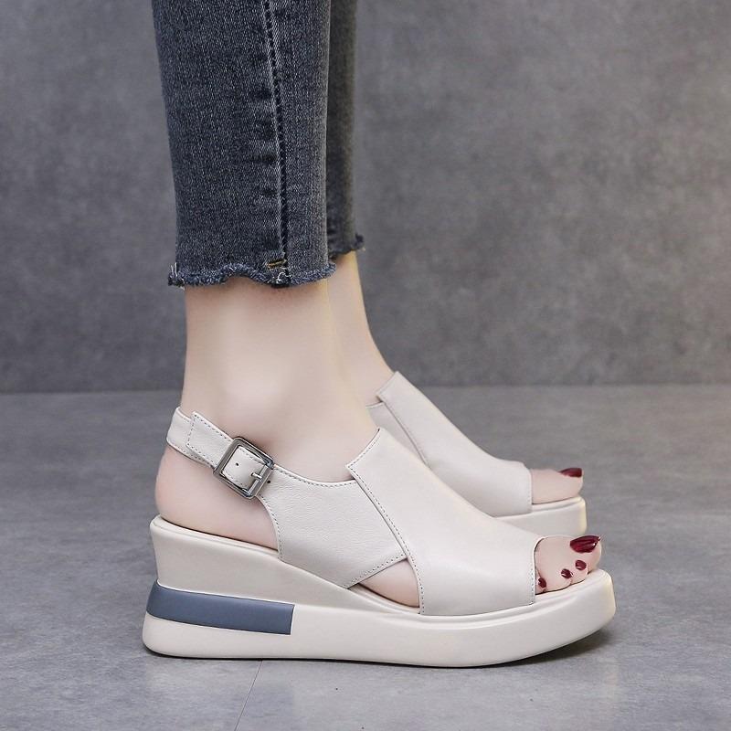 Fashion 2025 New Ladies Shoes Peep Toe Women's Sandals Fashion Buckle Strap Casual Sandals Women Summer Plus Size Wedge Sandals Zapatos