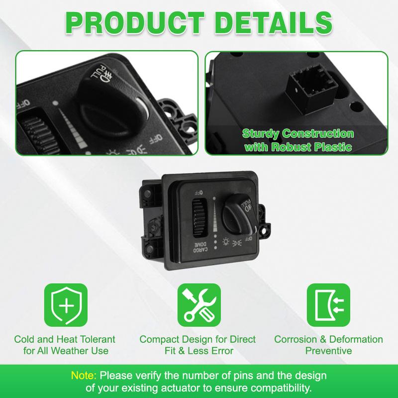 Black 56045537AB Headlight Fog Light Control Switch for Dodge Ram 1500/2500/3500 Pickup 2002-2005 Headlight Control Switch