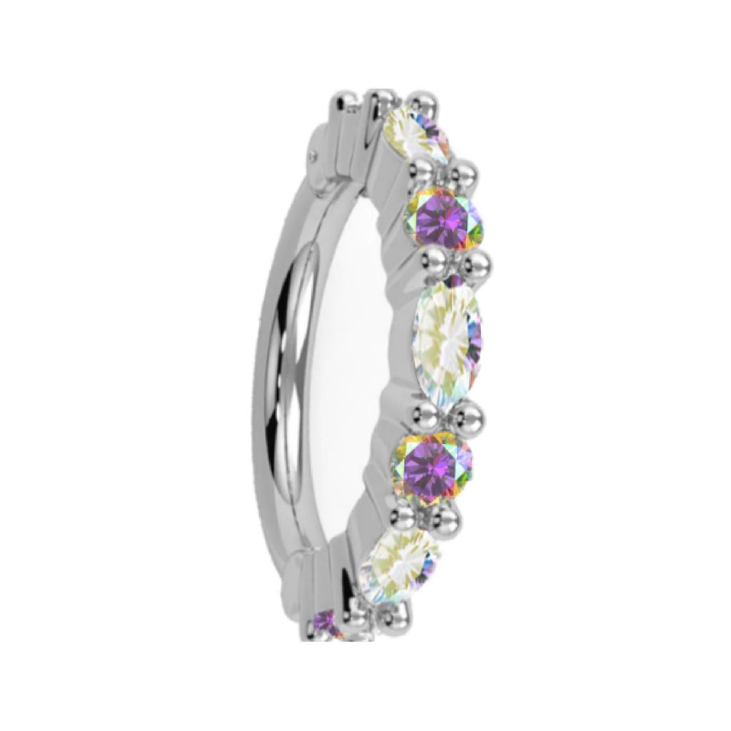 G23 Titanium Color CZ Hinged Segment Clicker Earring Cartilage Nose Hoop Septum Rings Piercing Jewelry