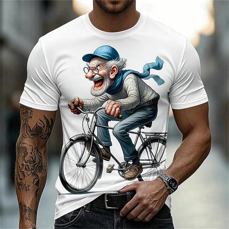 New Men Short-Sleeve T-Shirt 3D Print Casual Elderly People Pattern Summer Trendy Crew Neck Tee Outdoor Sports Y2k Man Clothing