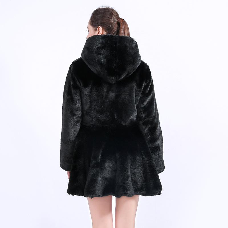 Women's Faux Mink Fur and Leather Long Coat (2021)