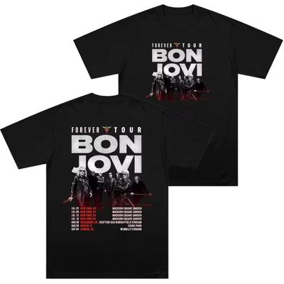 Bon Jovi Forever Tour Camisetas Masculinas Camiseta Redonda Unissex Algodão Manga Curta Top Ideia de Presente Tops 2026 Primavera Verão Streetwear