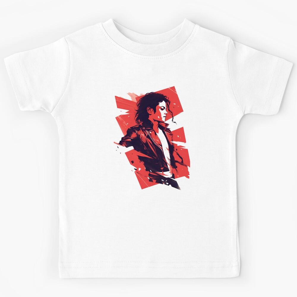 Pop King in a Leather Jacket - Red Backdrop - Pop Music Kids T-Shirt 110