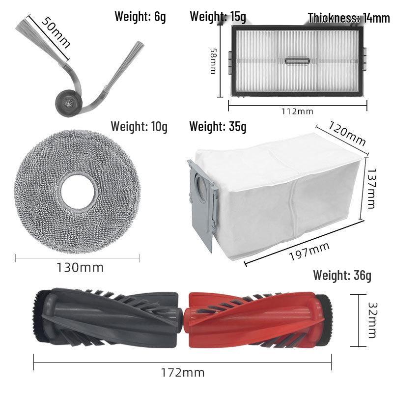 Compatible with Stone G20S Ultra: Edge Brush Filter Dust Cloth for Saros 10R Robot Accessories