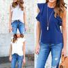 Elegant Ladies Summer Lotus Lace Short Sleeve Casual Shirt Tops Blouse T-shirt