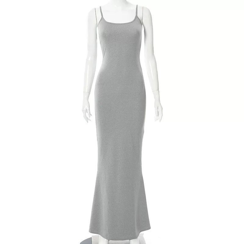 European and American ins Kardashian skims solid color slim Thai babes slim suspenders fishtail home casual dress