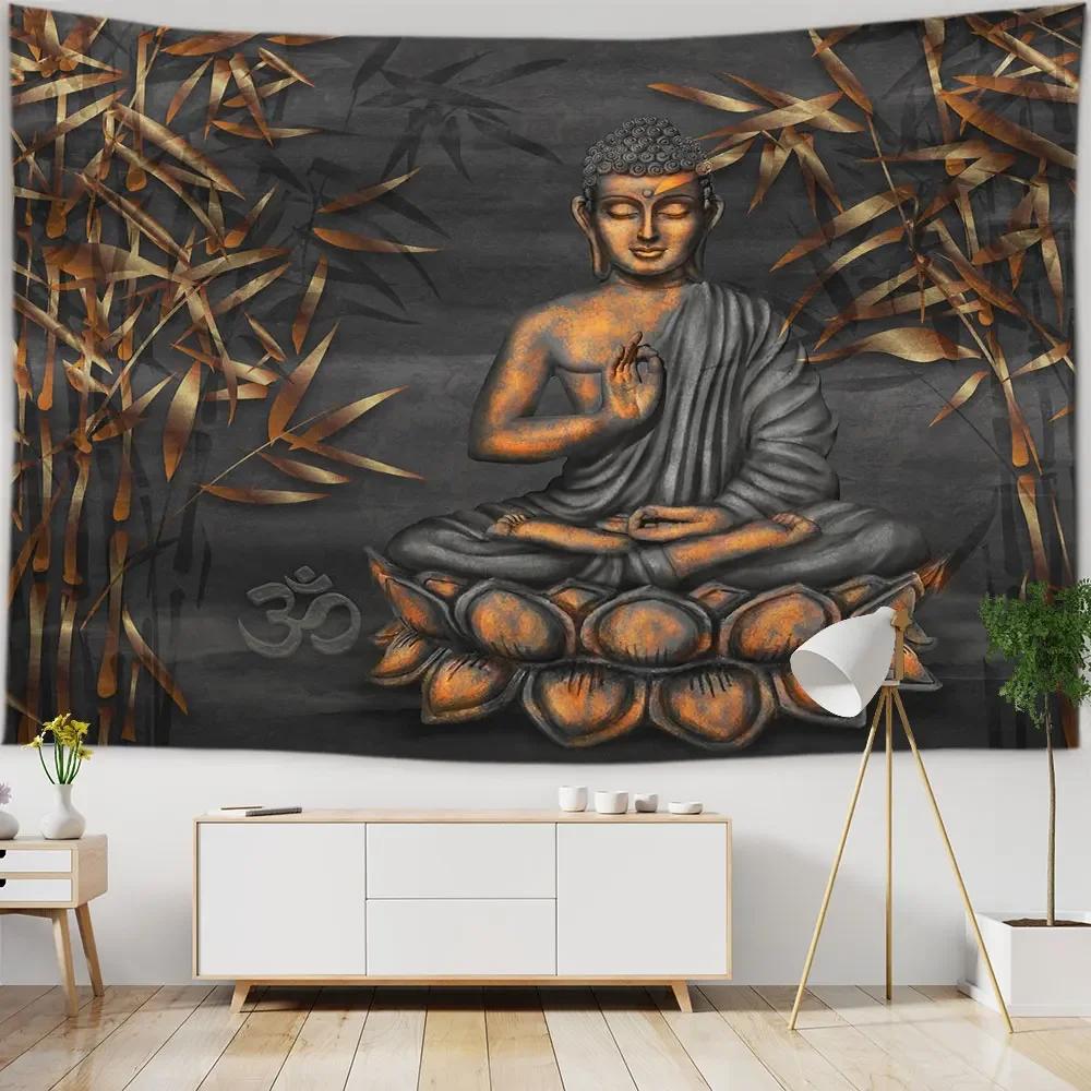 Tapiserie cu statuie lui Buddha, cuvertură de pat, agățată pe perete, covoraș de plajă boem, fete de masă, decor pentru dormitor