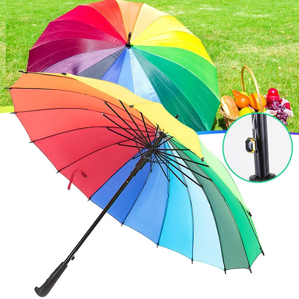 Portable Colorful/Solid-Color Long Rod Umbrellas Multi-Purpose Rainproof Umbrellas for Men Women