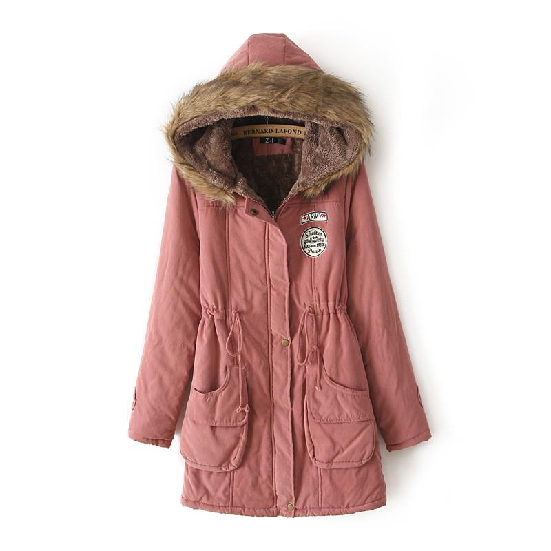 Winter Warm Women's Mid-Length Parka Jacket Adjustable Drawstring Waist Hood Casual Solid Color Coat