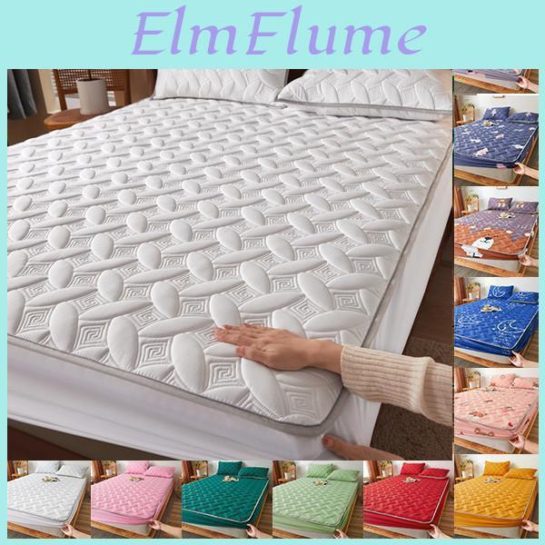 Thicken Topper Mattress Cotton Quilted Winter Warm Fitted Sheet Bedsheets Nonslip Protector Cover Elastic Bed Sheet No Pillowcases