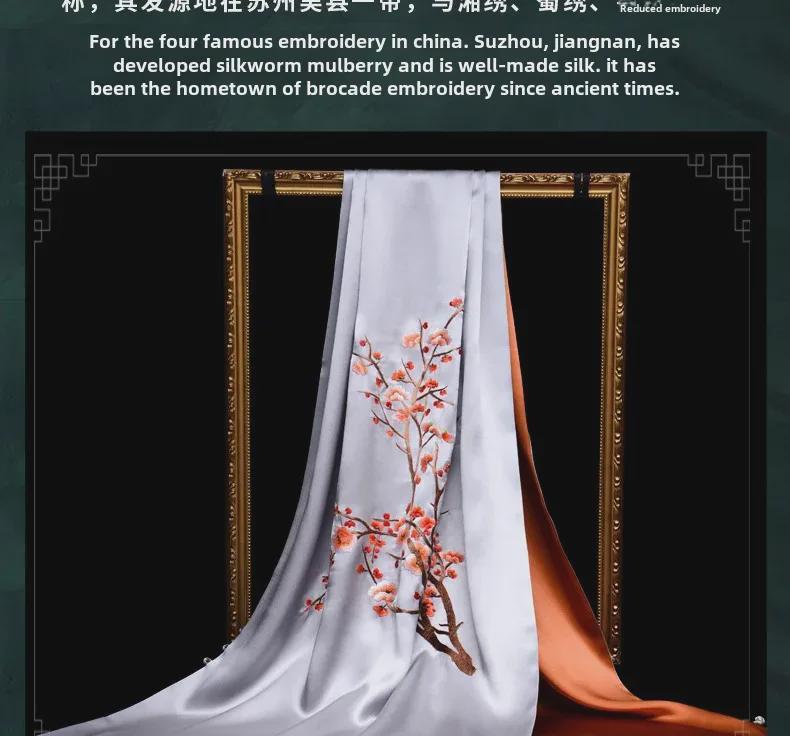 Exquisiter bestickter Cheongsam-Schal aus Maulbeerseide für Damen