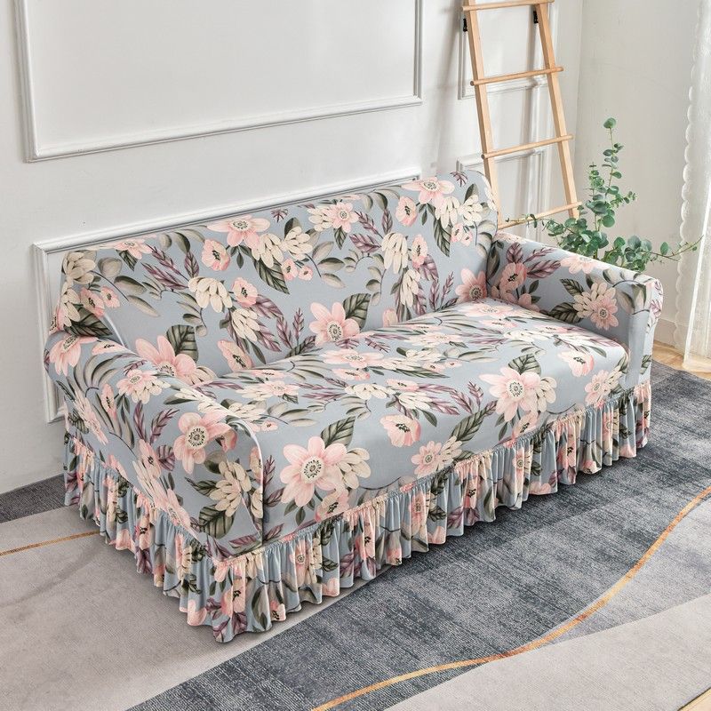 Classic Elastic Printed Sofa Slipcover with Skirt - Universal Furniture Protector for Armchair, Loveseat, 3-Seater, 4-Seater, and Sectional Sofas